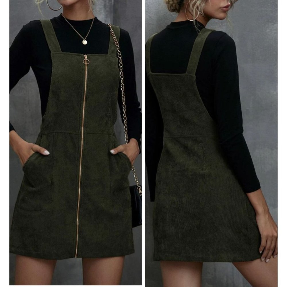 Zip Up Corduroy Overall Dress - Picture 2 of 6